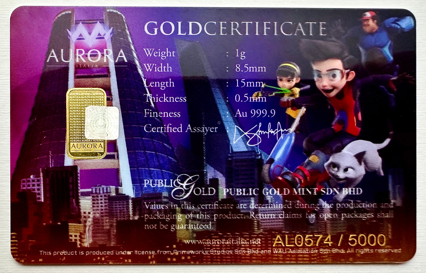 1 Gram Ejen Ali Gold Bar - Carded