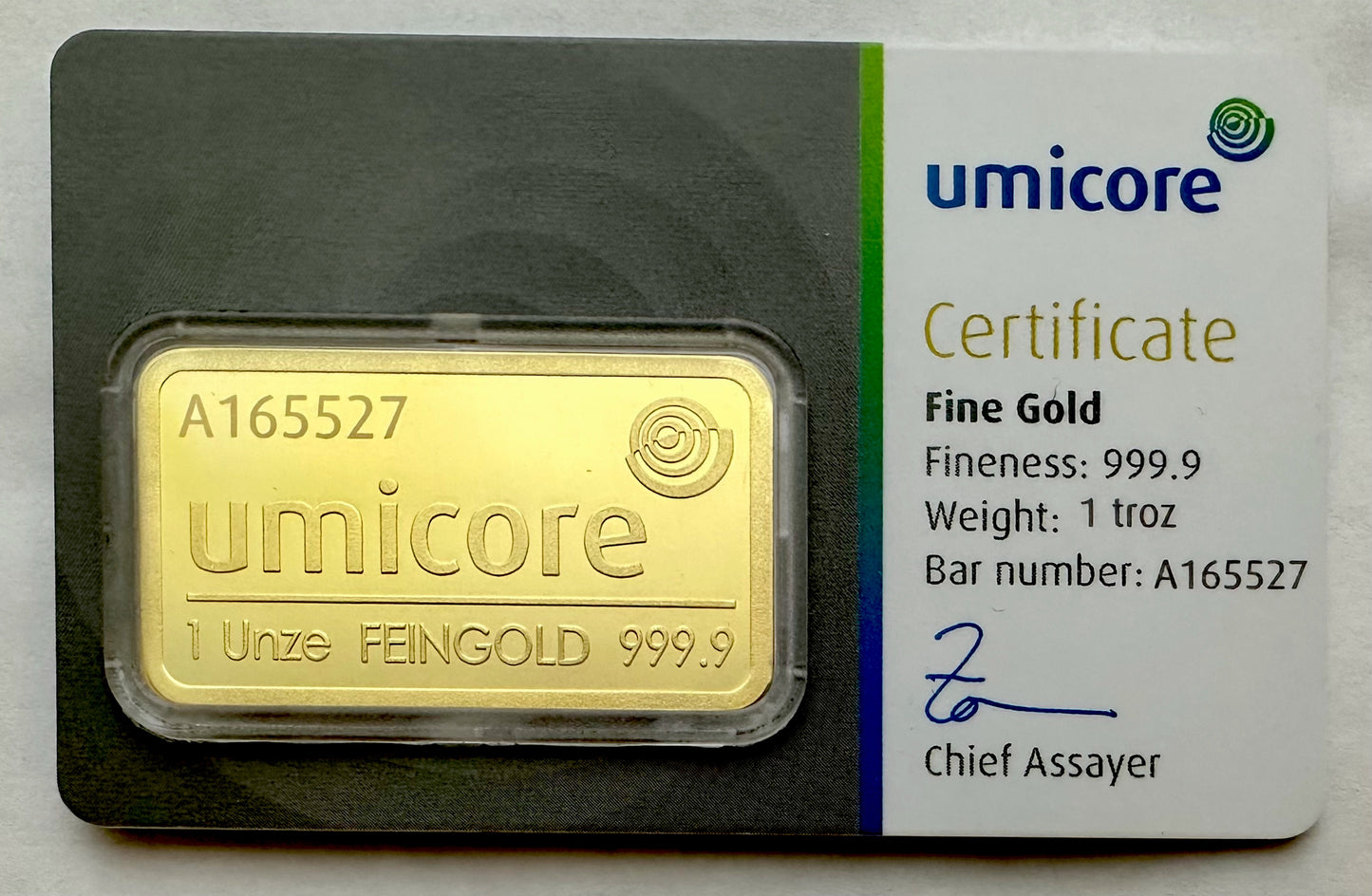 Umicore 1 Ounce Gold Bar in Blister