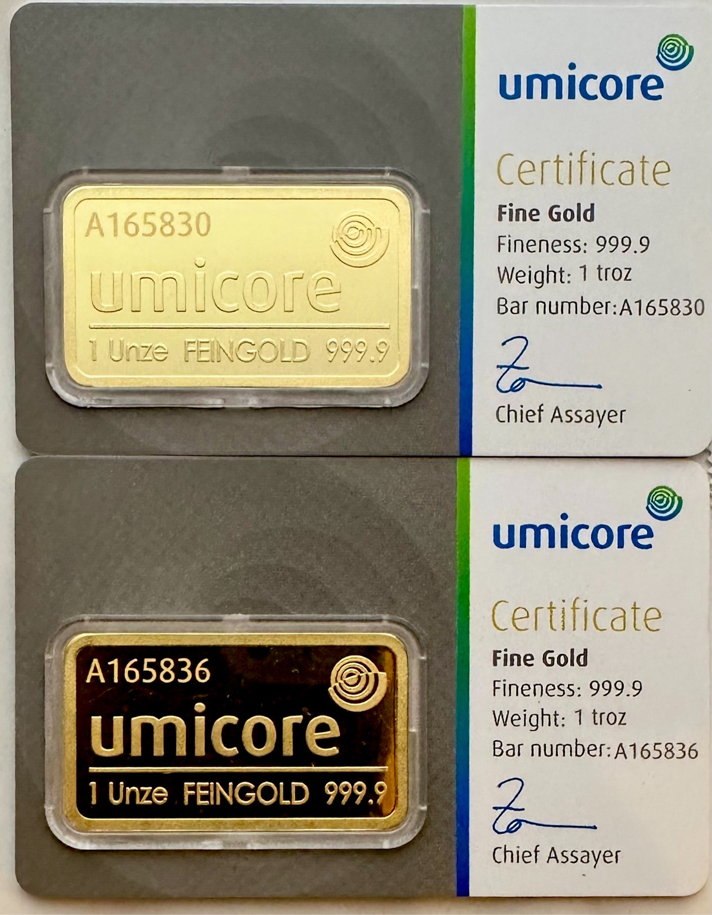 Umicore 1 Ounce Gold Bar in Blister