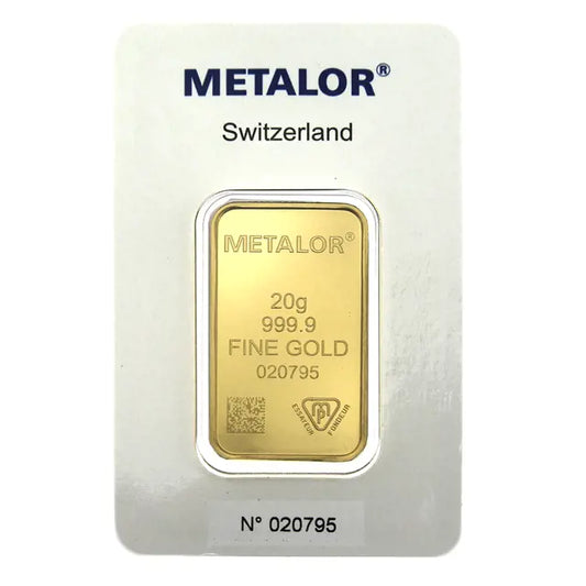 Pre-Owned Metalor 20g Gold Bar (Carded)