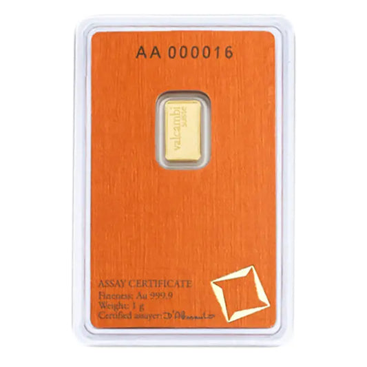 Pre-Owned Valcambi 1g Gold Bar (Carded)