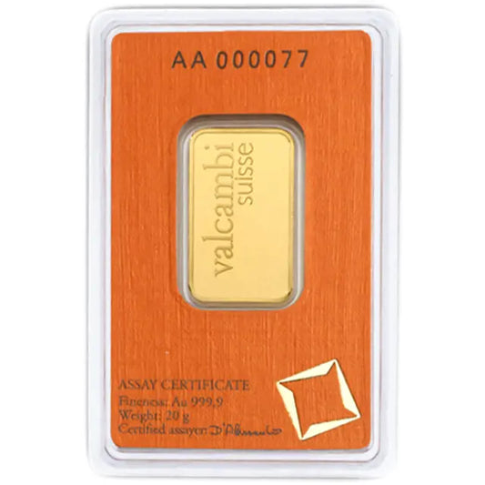 Pre-Owned Valcambi 20g Gold Bar (Carded)