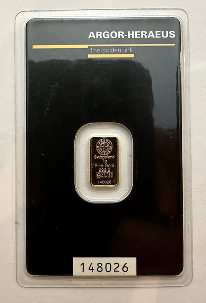 Argor-Haraeus 1 Gram Hologram Gold Bar