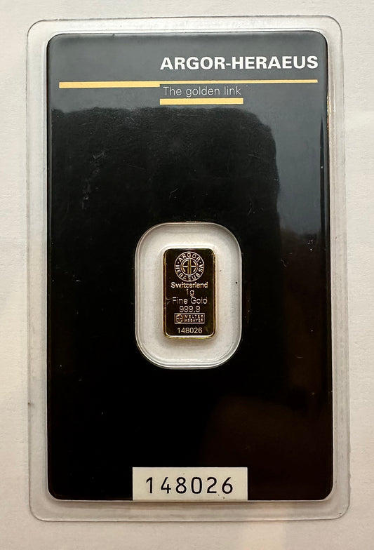 Argor-Haraeus 1 Gram Hologram Gold Bar