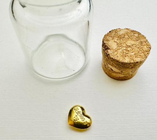 1 Gram 24 carat Heart Ingot in vial - Hallmarked 999.9