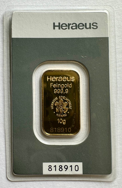 Rare Haraeus 10 Gram Hologram Gold Bar - Carded - 818910