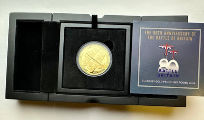 Gold Proof £5 80th Anniversary of Battle of Britain - Box and COA