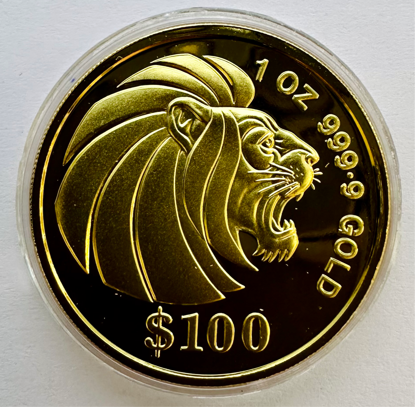 1990 1 Ounce Singapore Lion 999.9 Gold Coin