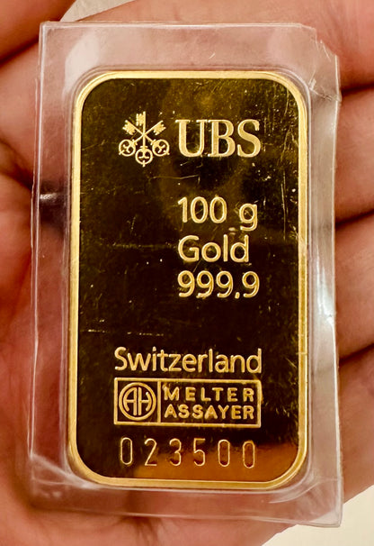 100 Gram UBS Gold Bar - Sealed