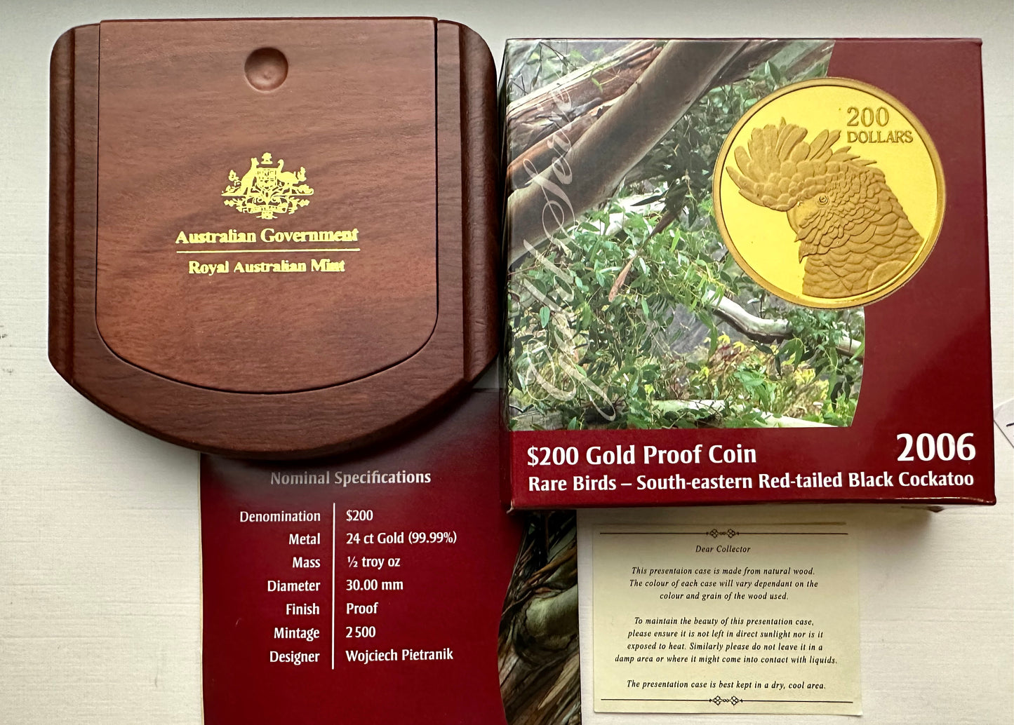 2006 Gold Proof 1/2 Ounce Rare Birds - South Eastern Black-tailed Cockatoo