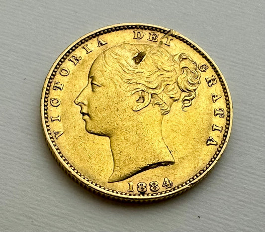 1884 Young Victoria Shieldback Full Sovereign - Melbourne Mint