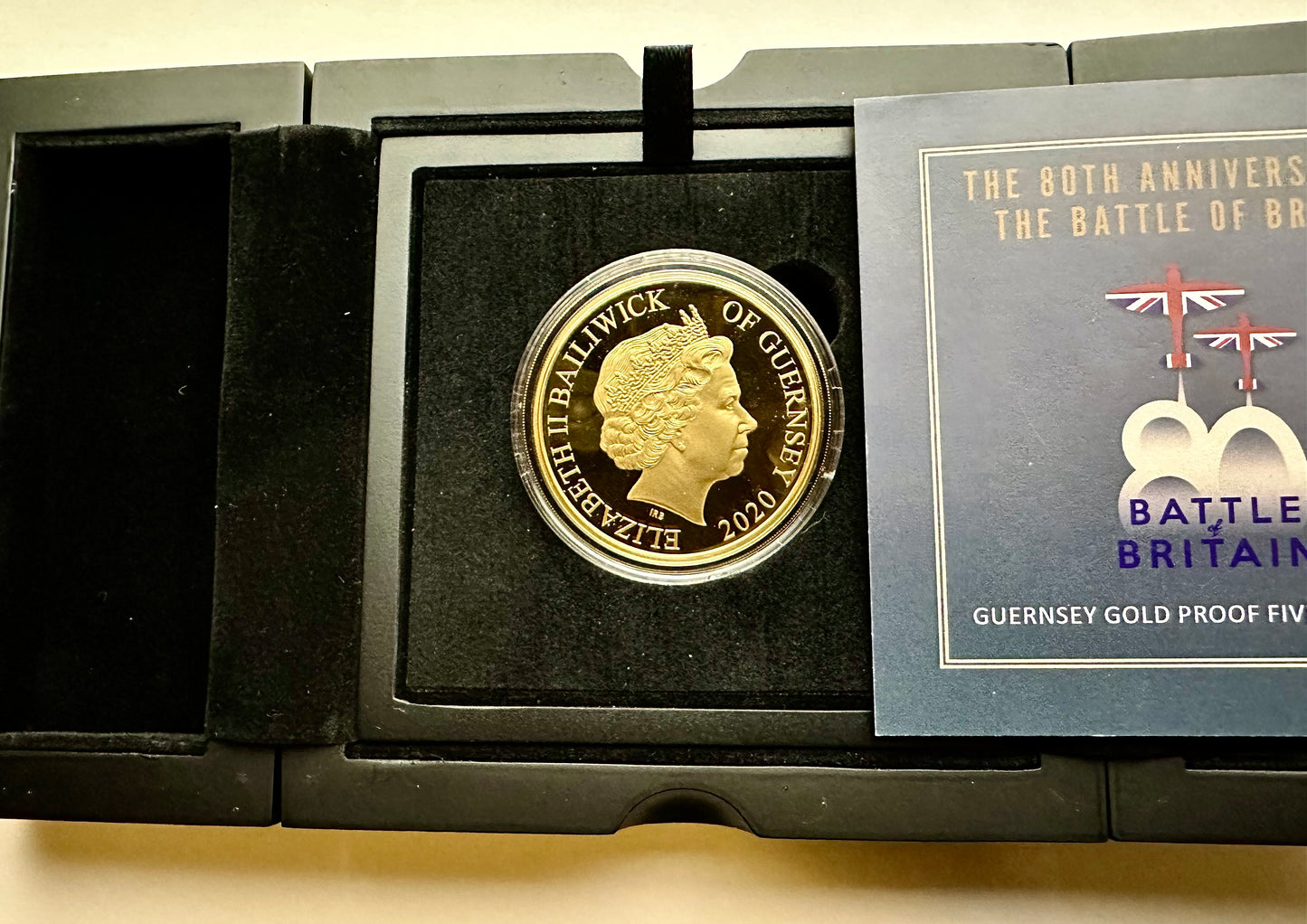 Gold Proof £5 80th Anniversary of Battle of Britain - Box and COA