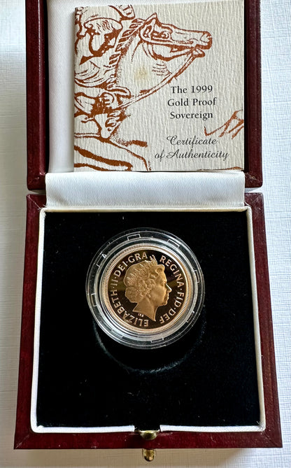 1999 Gold Proof Full Sovereign - Box and COA