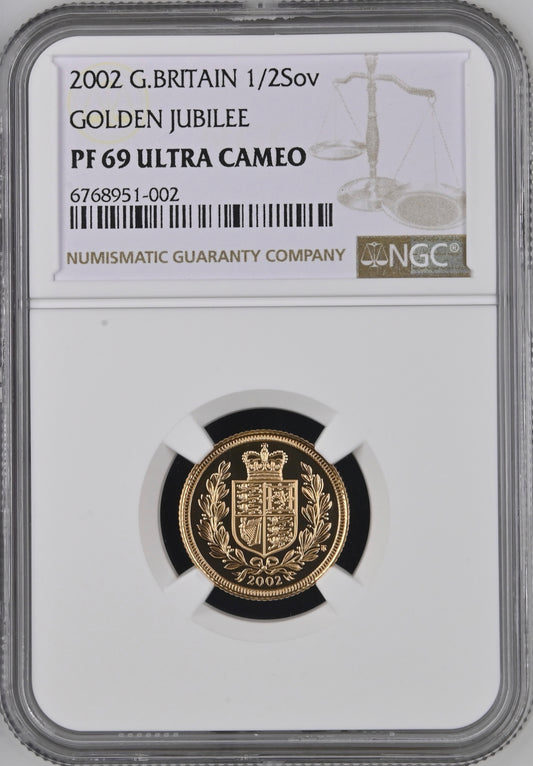 2002 Gold Half-Sovereign Golden Jubilee Proof NGC PF69 ULTRA
CAMEO