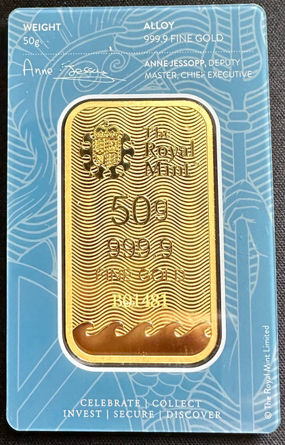 50 Gram Britannia Gold Bar - Assayed B01481