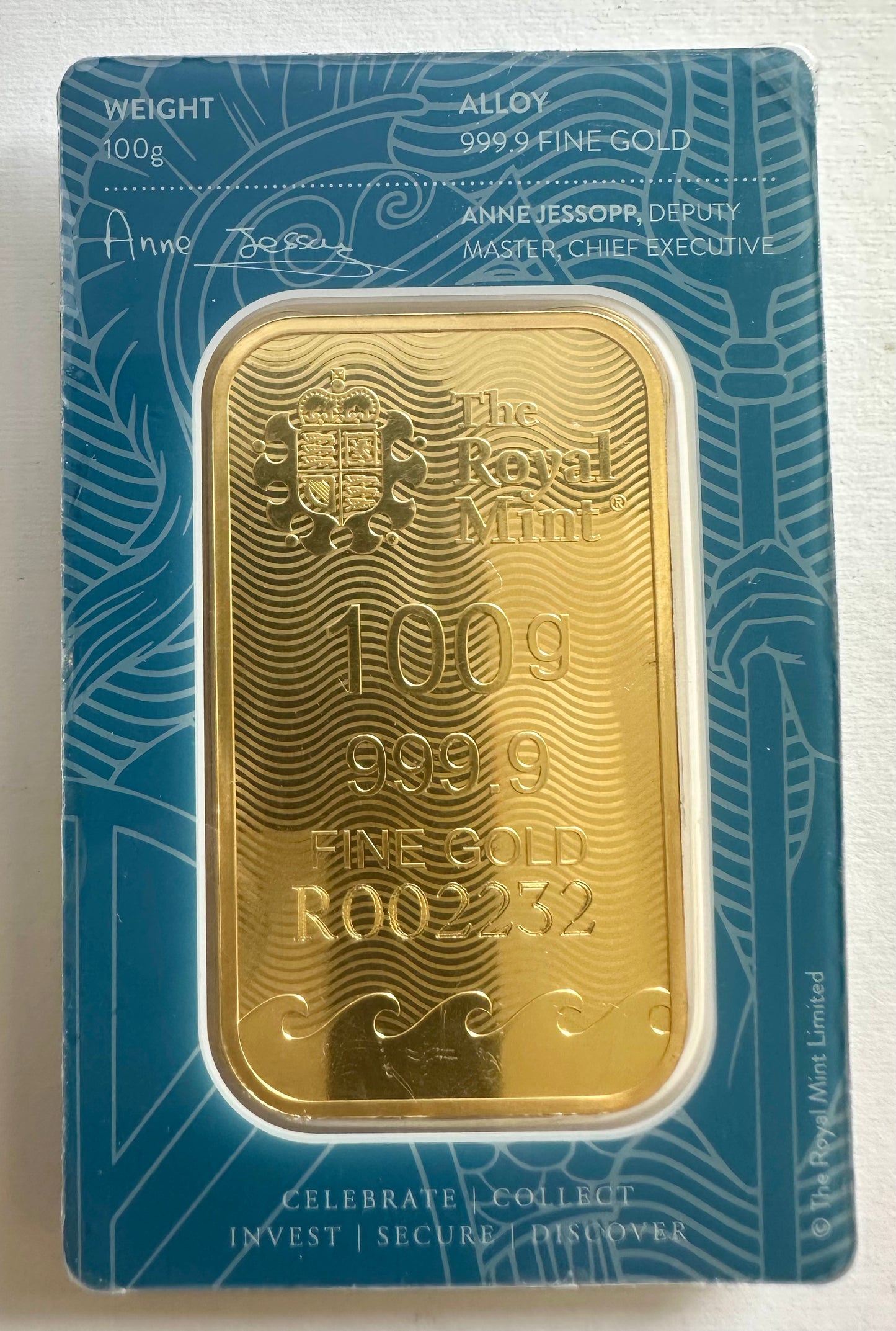 100 Gram Royal Mint Britannia Gold Bar - Carded