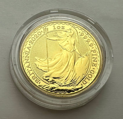 2020 1 Ounce 999.9 Gold Britannia in Capsule