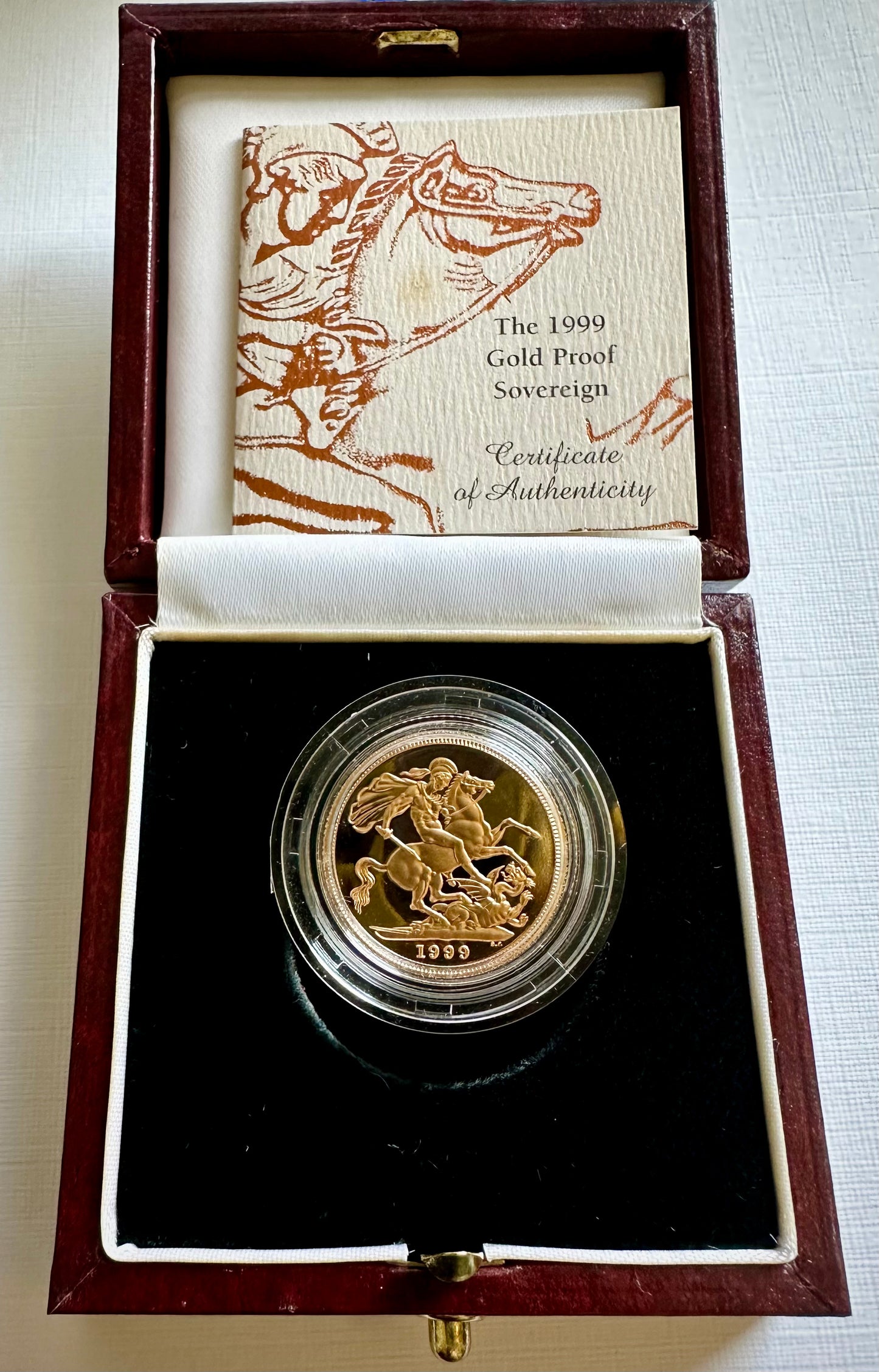 1999 Gold Proof Full Sovereign - Box and COA