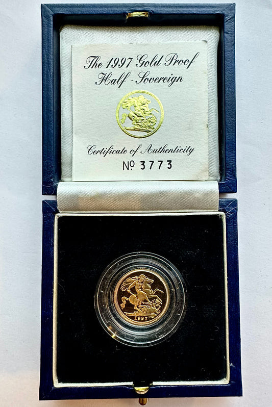 1997 Gold Proof Half Sovereign - Box and COA