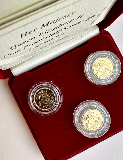 Her Majesty QEII 3-Coin Proof Half Sovereign Portrait Set