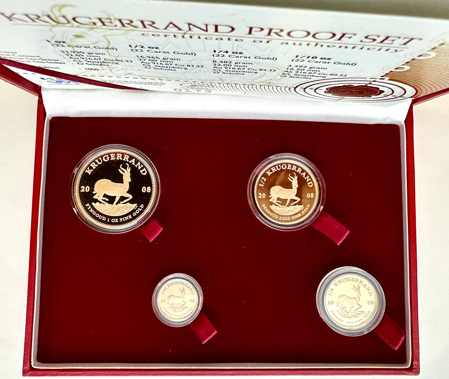 2008 Gold Proof Krugerrand 4-Coin Set