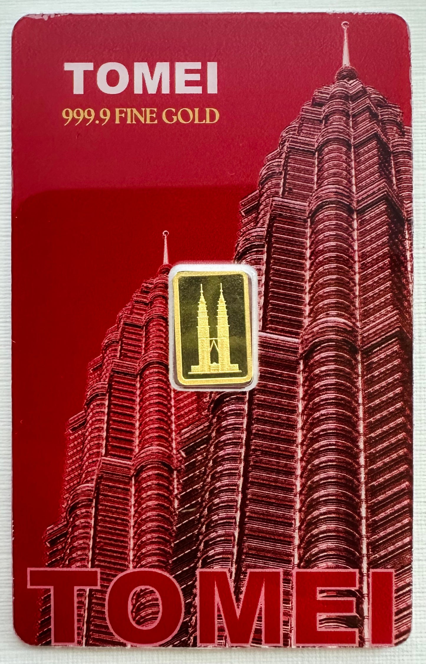 KLCC Twin Tower 1 Gram 24ct Gold Bar - Assayed - Red