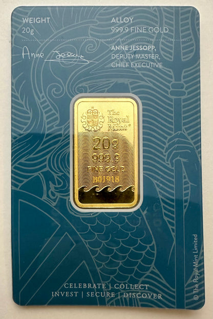 20 Gram Britannia 24ct Gold Bar - Carded