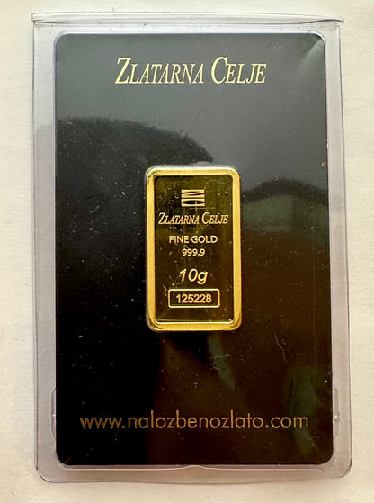 Zlatarna Celje 10 Gram Gold Bar - Serial 125228