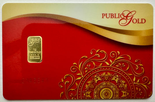 Public Gold 1 Gram 24ct Gold Bars - Carded