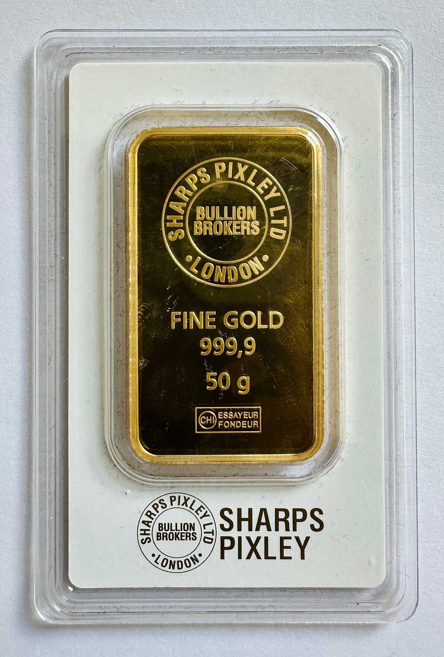 50 Gram Sharps Pixley Gold Bar - Carded