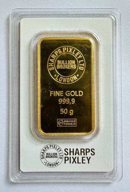 50 Gram Sharps Pixley Gold Bar - Carded