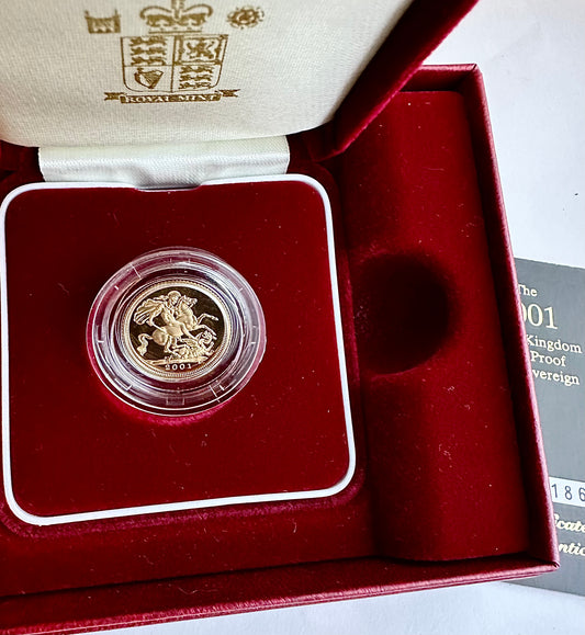 2001 Gold Proof Half Sovereign - Box and COA