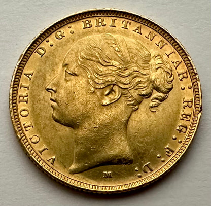 1886 Young Victoria Full Sovereign - George & Dragon - Melbourne