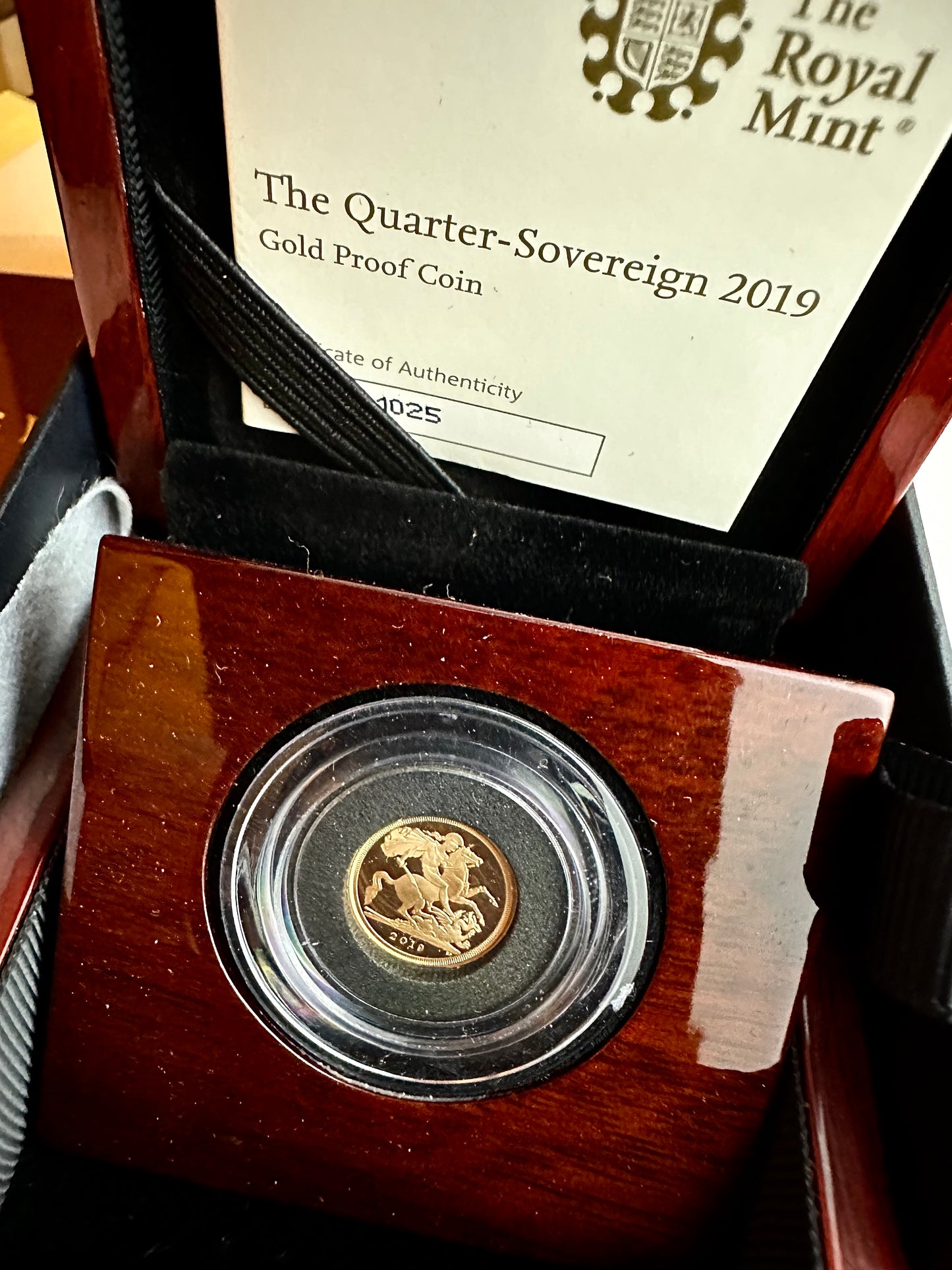 2019 Gold Proof Quarter Sovereign - Box and COA