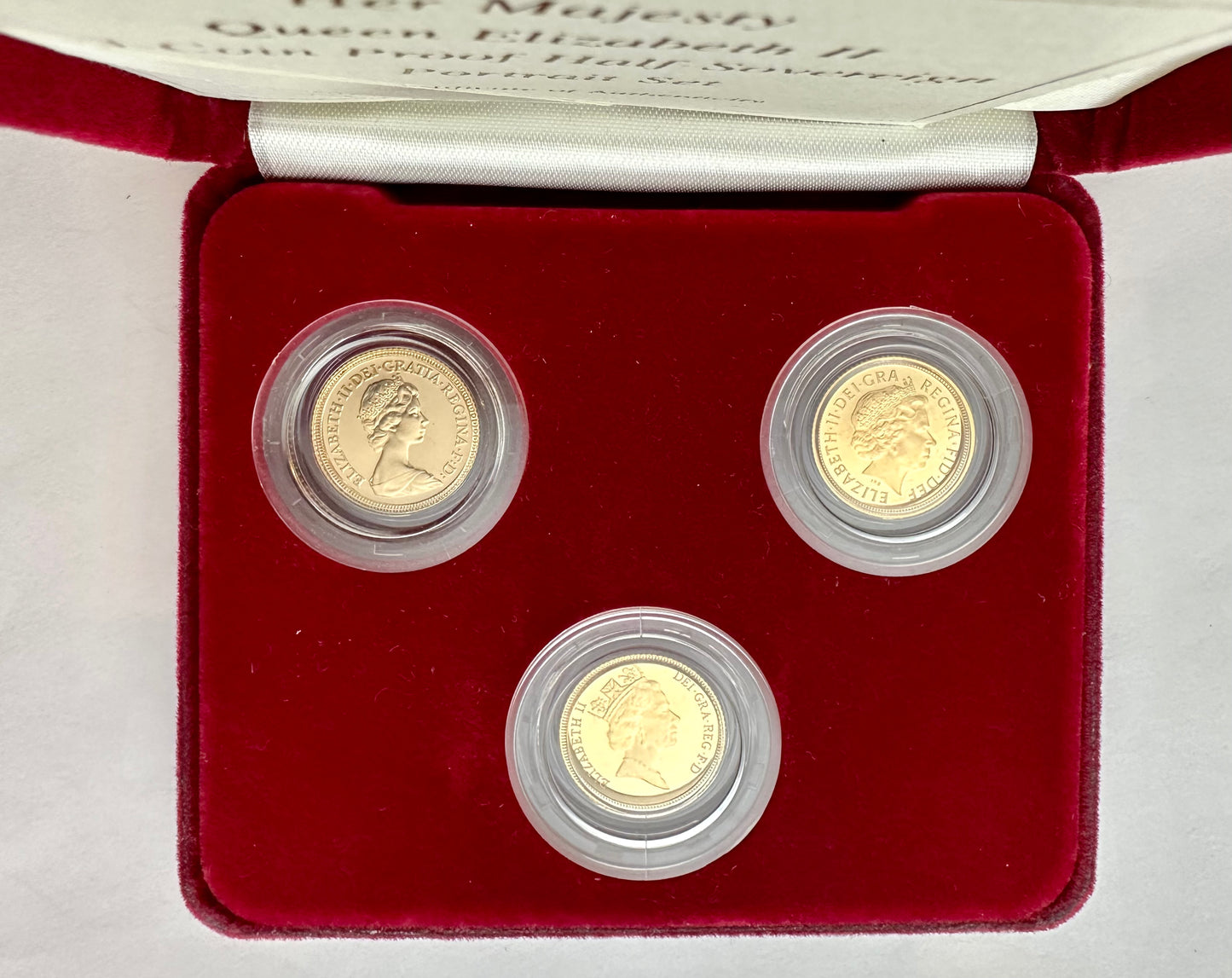 Her Majesty QEII 3-Coin Proof Half Sovereign Portrait Set