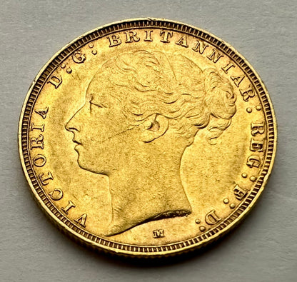 1885 Young Victoria Full Sovereign - George & Dragon - Melbourne