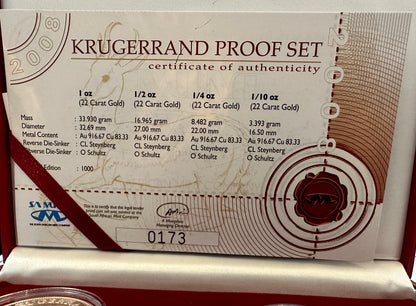 2008 Gold Proof Krugerrand 4-Coin Set