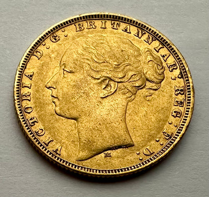 1877 Young Victoria Full Sovereign - George & Dragon - Melbourne