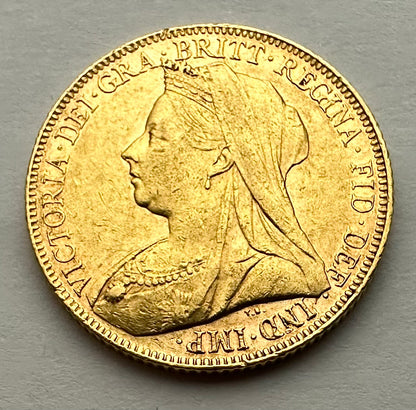 1900 Victoria Veiled Head Gold Full Sovereign