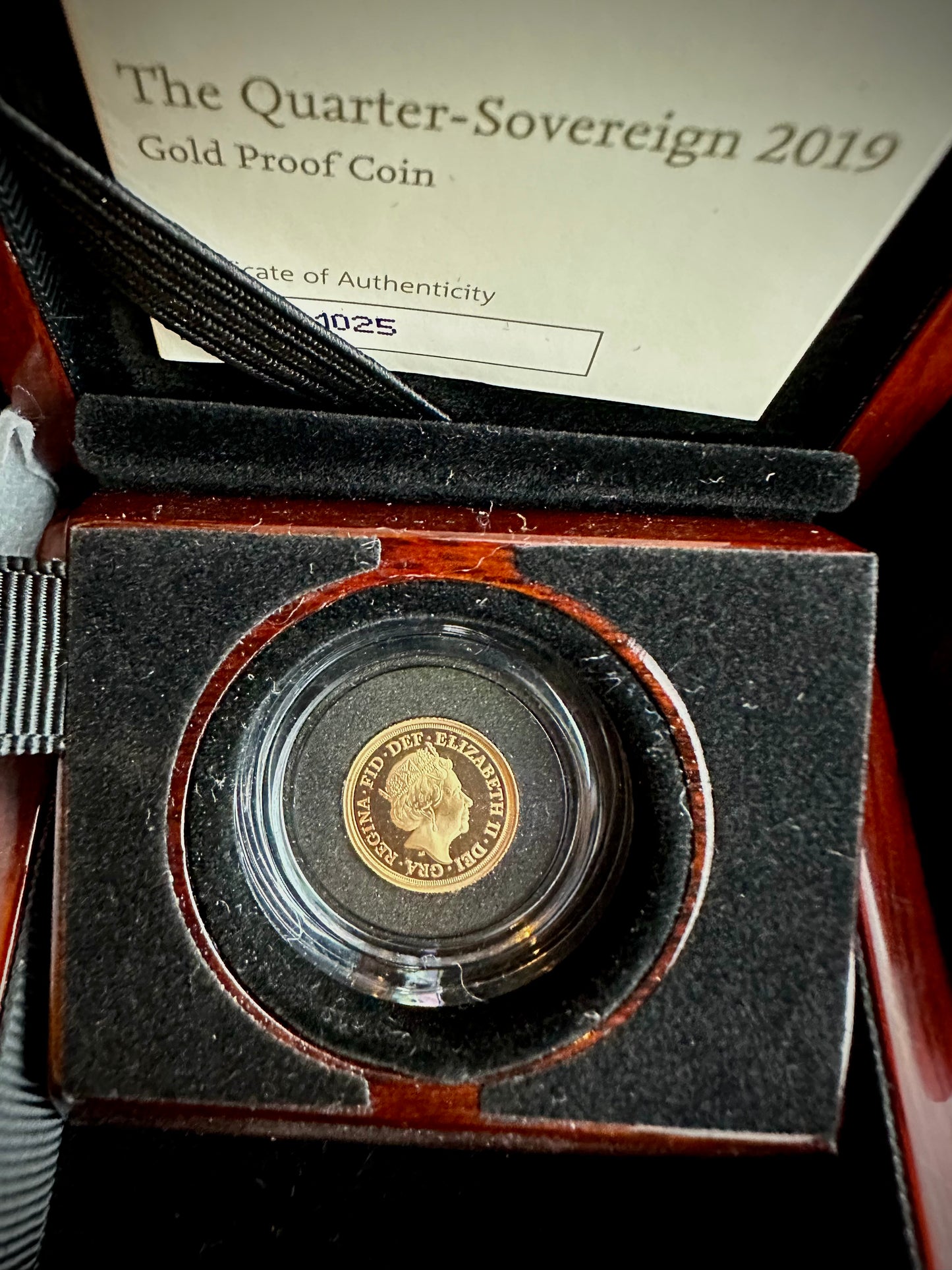 2019 Gold Proof Quarter Sovereign - Box and COA