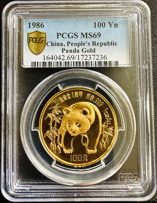 1986 1 Ounce Gold Panda PCGS MS69