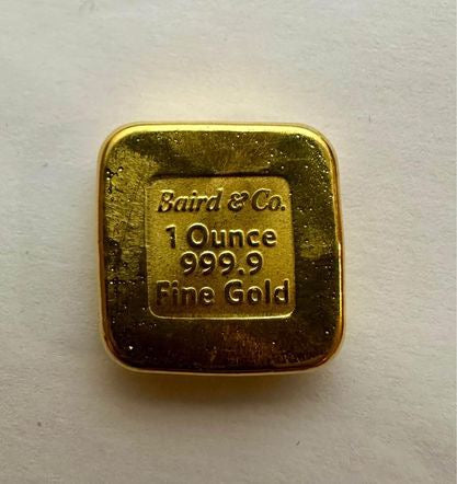 1 Ounce Baird & Co. 24ct Gold Ingot with Certificate