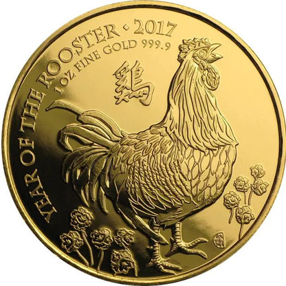 2017 1 Ounce Gold Lunar Rooster 24ct Coin - Carded