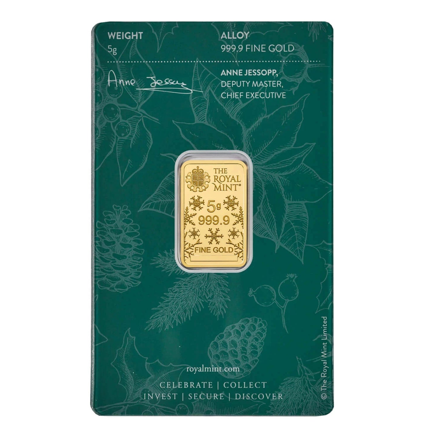 Christmas 5g Gold Bullion Minted Bar: Carded