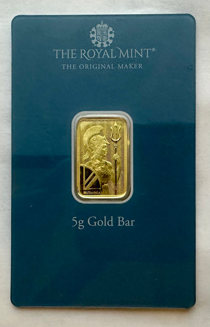 Royal Mint 5 Gram Britannia Gold Bar in Blister