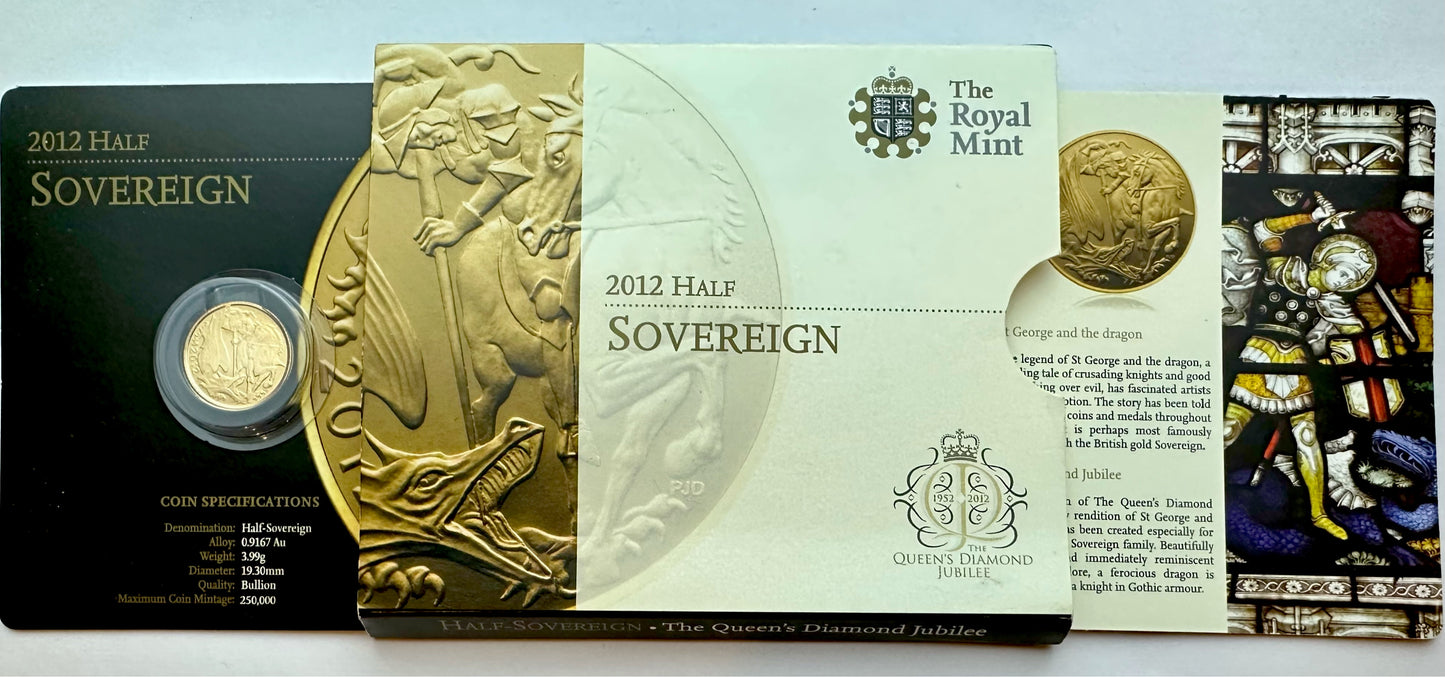 2012 Gold Half Sovereign in Blister Pack Carded