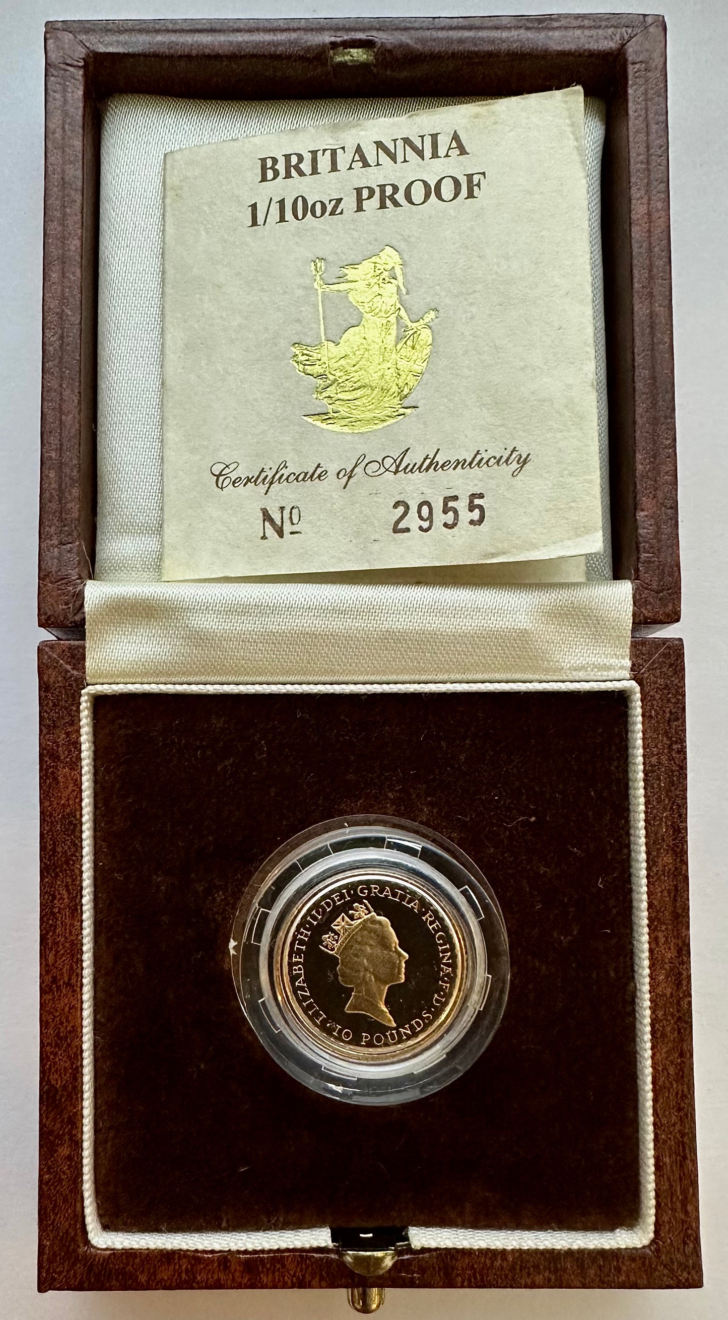 1988 1/10 Ounce Gold Proof Britannia - Boxed and COA