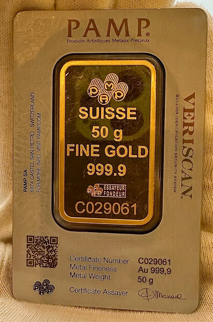 Pamp Suisse Lady Fortuna 50 Gram Gold Bar Assayed C029061