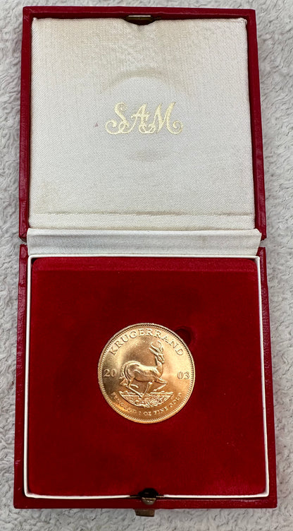 2003 South Africa 1 Ounce Gold Krugerrand - with Mint Original Box