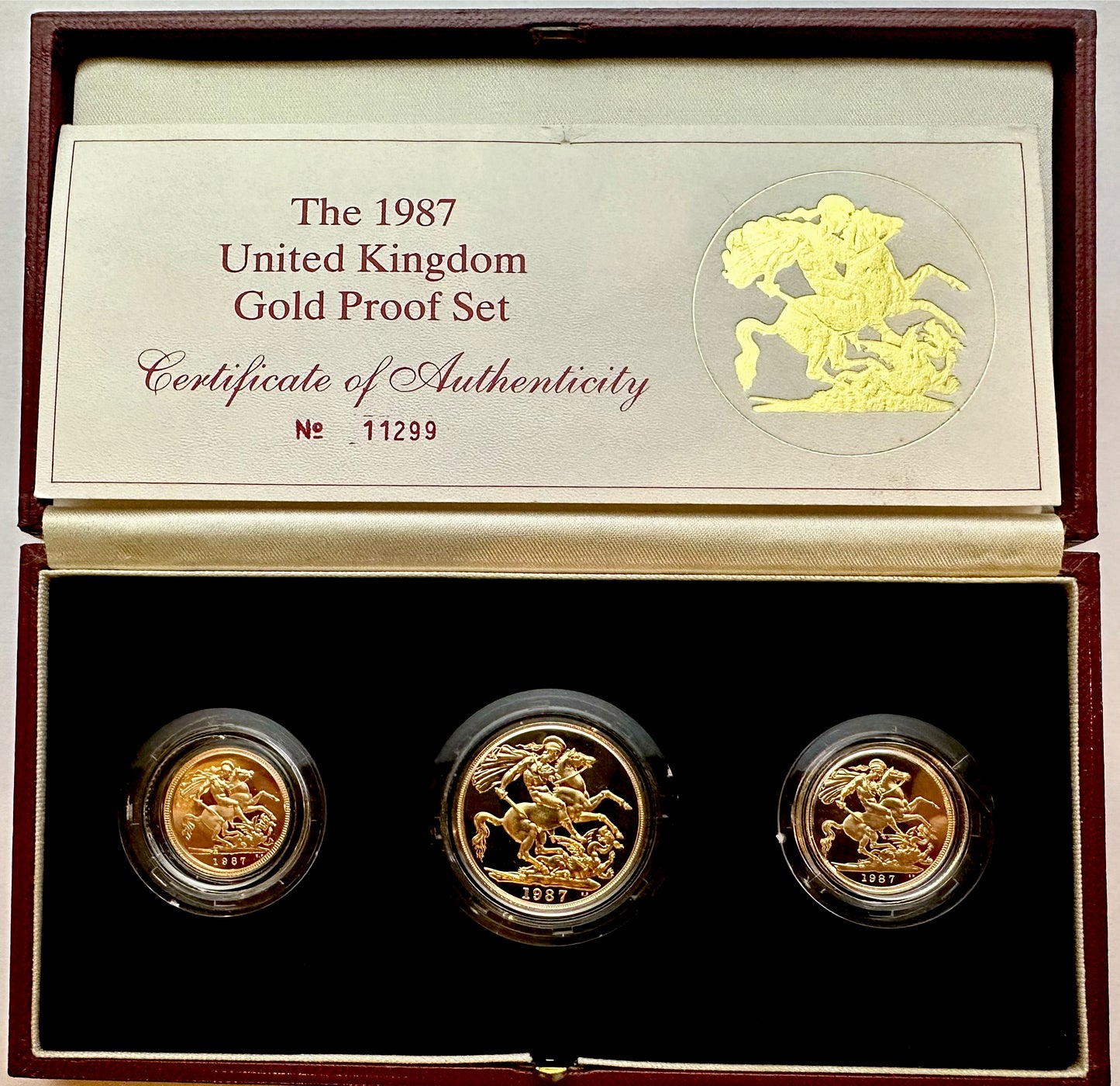 1987 Gold Proof 3 Coin Set (Double, Sovereign, Half Sovereign